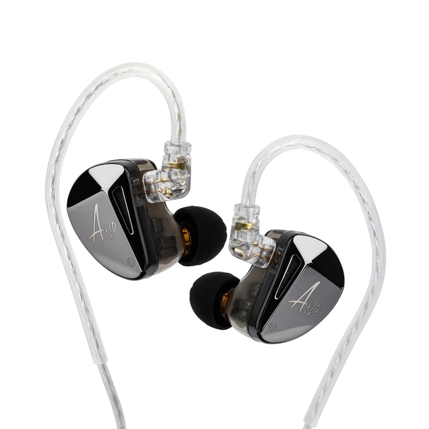 Linsoul x KZ AS10 PRO 5BA Wired Earbuds, HiFi in-Ear Earphones with Mirror Polygon Faceplate, 2 Pin Detachable Cable for Audiophile (with Mic)
