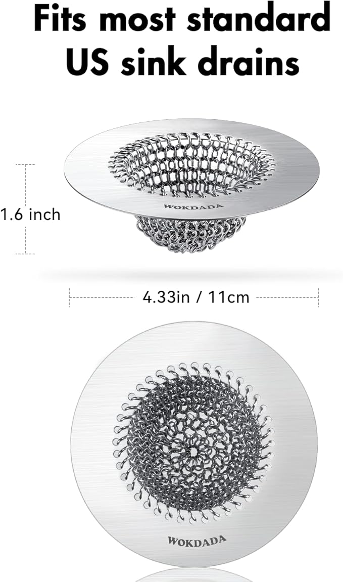 2 PCS Kitchen Sink Drain Strainer, Flippable Mesh Sink Strainer, 304 Stainless