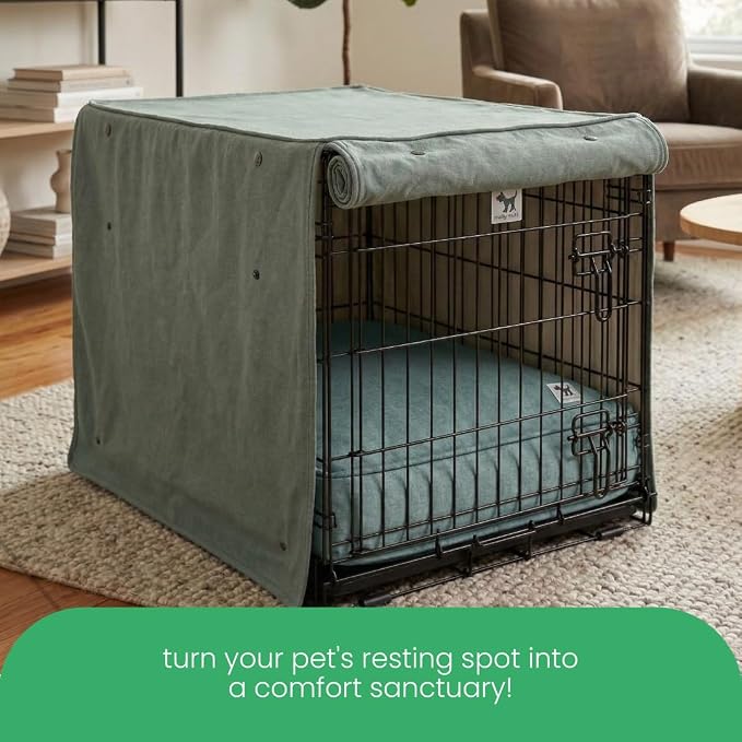 Molly Mutt Quiet Light Dog Crate Cover, GOTS-Certified 100% Organic Cotton Canvas Cover for Dog or Puppy Kennel and Cage, Washable, Free of Harmful Chemicals, Small, Fits 24"x18"x21" Crate