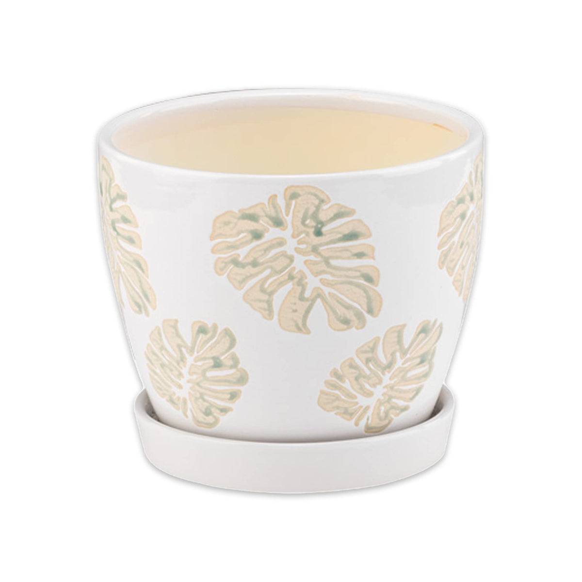 Napco Imports 6" Mint/White Monstera Pot