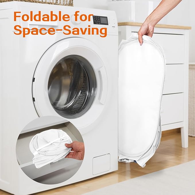 Durable Collapsible Foldable Mesh Pop Up Laundry Basket, 3 Compartments Easy to