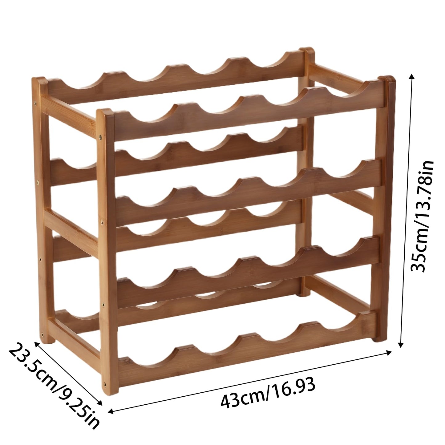Wine Rack Storage,Bamboo Wine Racks Cabinet Shelf,4-Tier 16 Bottles Freestanding Wine Bottle Holder for Basement,Kitchen,Countertop