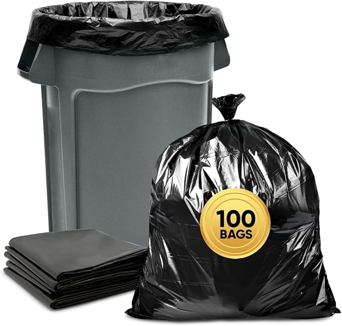 Tasker 44-45 Gallon Trash Bags Heavy Duty, Extra Large Black Trash Bags