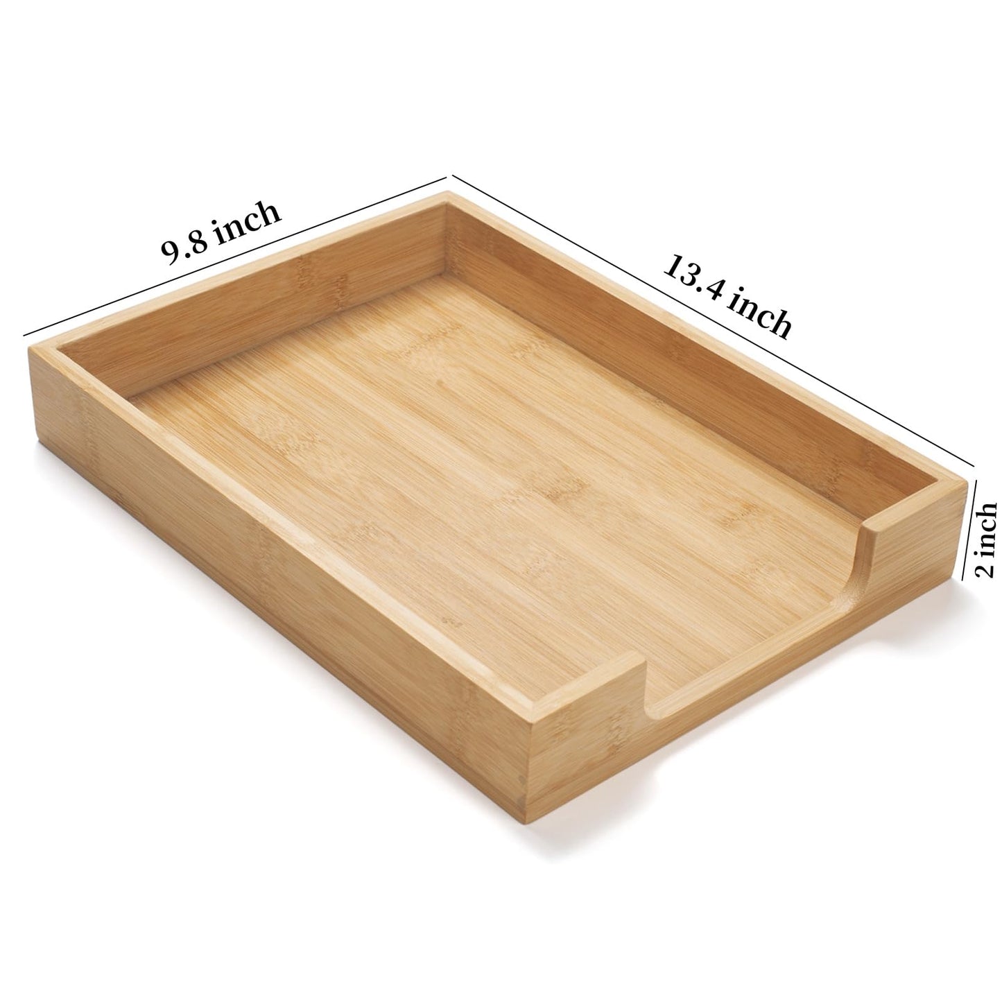 Bamboo Letter Tray, Wood Desk Tray, Wooden Desk Organizer, A4 Paper, Document, File, Mail, Magazine Storage Basket for Office, Classroom, Home Desktop