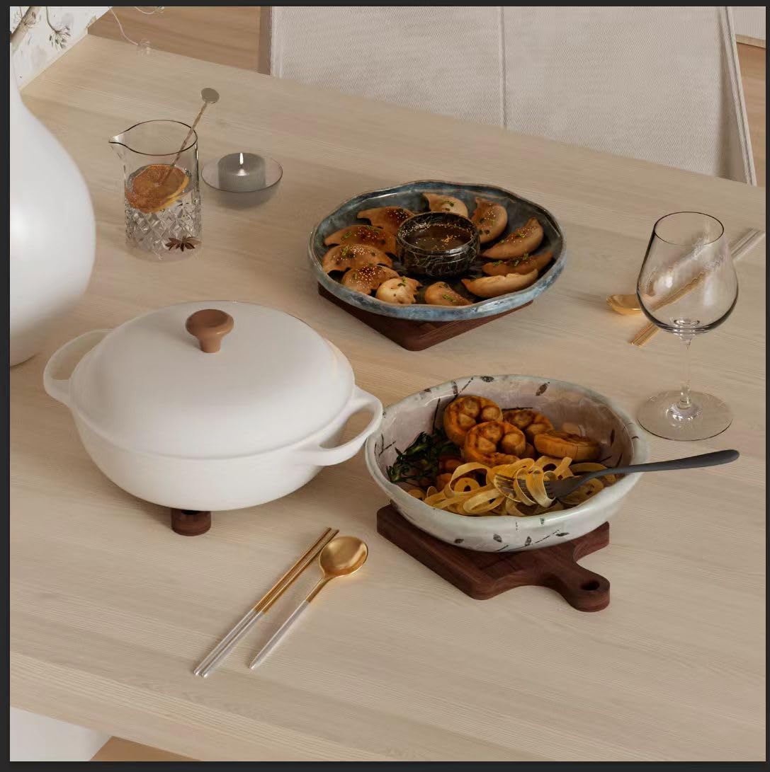 Wooden Trivets for Hot Dishes,3-PCS Set of Wooden Non-Slip Coasters with Stand,Base is Also a Cell Phone Holder,hot Pads for Kitchen,Trivets for hot pots and Pans,Hot Pad to Portect Your Countertop