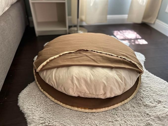 Round 100% Cotton Canvas Dog Bed Cover: Washable, Durable, Eco-Friendly, Multiple Colors, XS-XXL, Made in USA (Medium Brown, Small 24 Inches)
