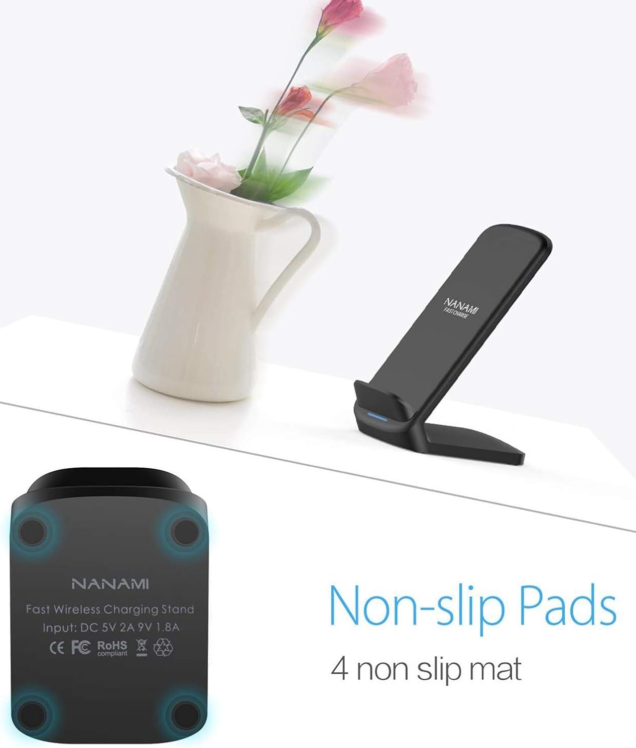 NANAMI Fast Wireless Charger, Qi Certified Wireless Charging Stand with PD20W Adapter USB Charger for iPhone 17/17 Air/17 Pro/17 Pro Max/16/15/14/13,10W for Samsung Galaxy S25/S24/S23/S22/S21/Note 20