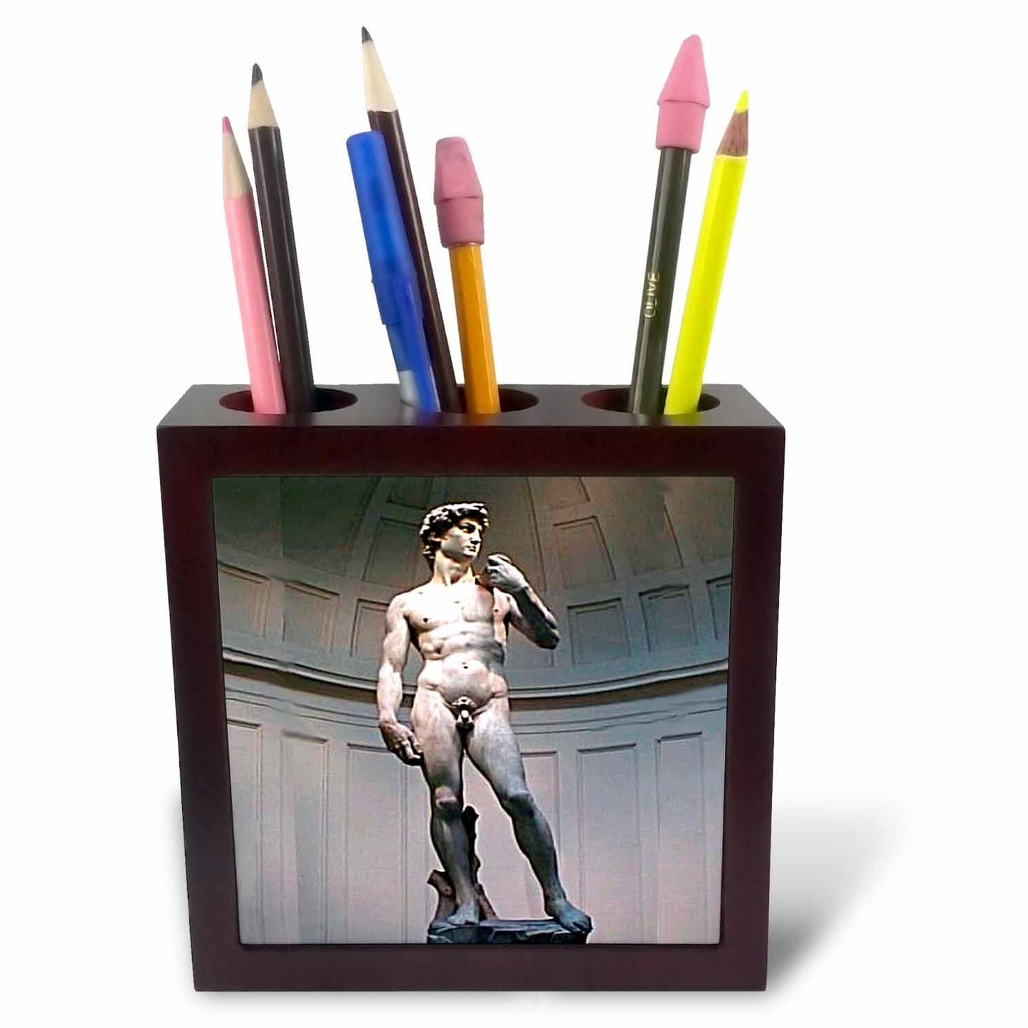 3dRose ph_602_1 Michelangelo's David Statue Tile Pen Holder, 5-Inch