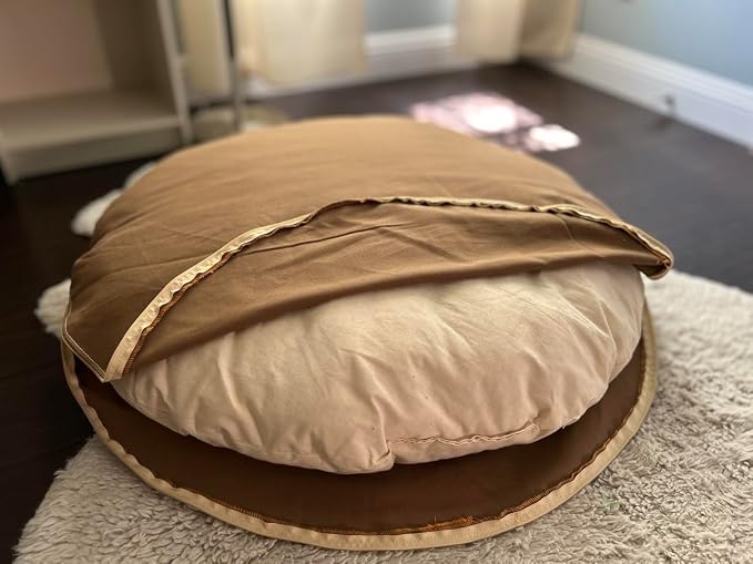 Round 100% Cotton Canvas Dog Bed Cover: Washable, Durable, Eco-Friendly, Multiple Colors, XS-XXL, Made in USA (Medium Brown, X Large 42 Inches)