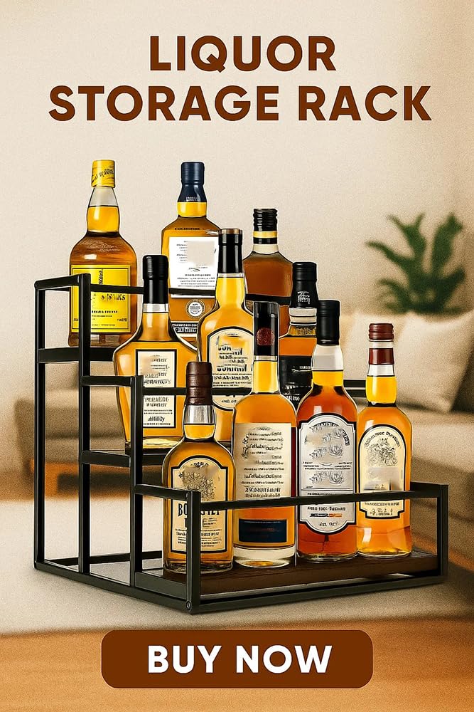 DHUJBFF 3-Tier Wooden Countertop Organizer - Wine Rack & Spice Shelf for Kitchen, Holds 9 Bottles, Space Saver for Coffee Bar, Syrup, Oil, Dining Room Decor