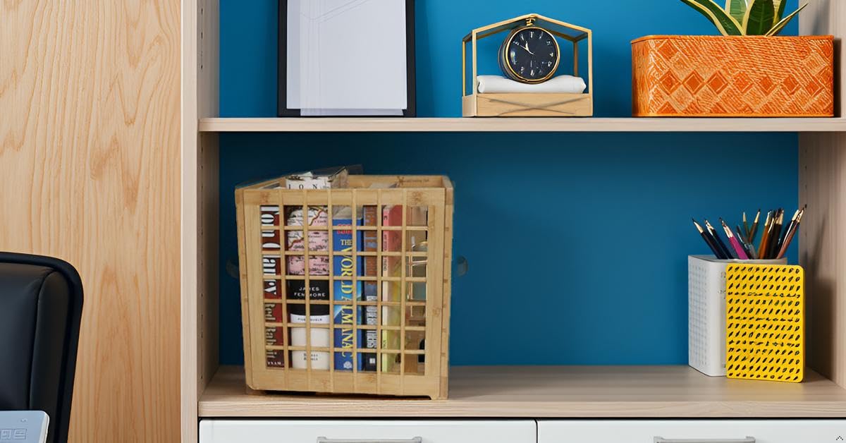 altCooking Hub Bamboo Stackable, Cube Storage Bins - Lattice Design 2 Pack (10.5x10.5x10.5)