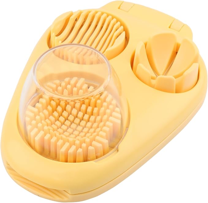 Egg Slicer for Hard Boiled Eggs, 3-in-1 Dicer with Multiple Cutting Modes, Egg Slicer Kitchen Gadget for Strawberry, Grape, Cherry(COLOR:Yellow)