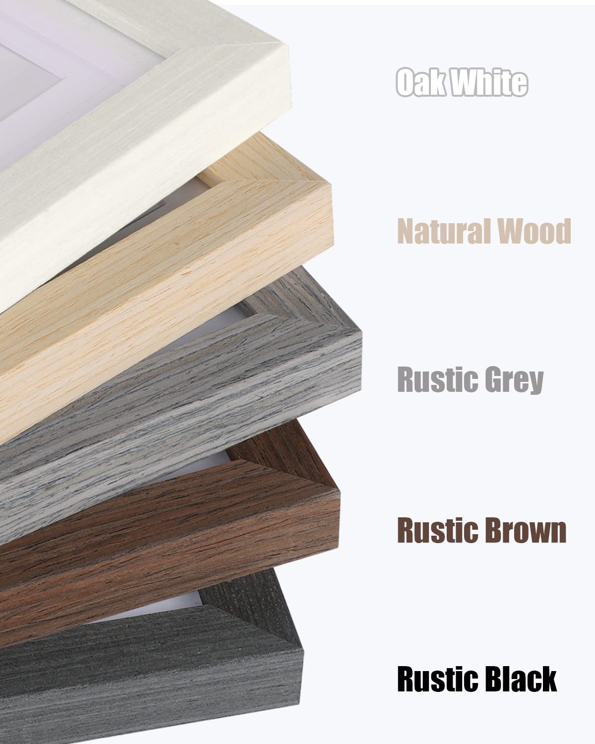 Egofine 8x10 Picture Frames Set of 4, Made of Solid Wood Covered by Plexiglass 4x6 and 5x7 with Mat or 8x10 without Mat, for Table Top Display and Wall Mounting Photo Frame Oak Wood
