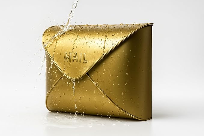 NACH Wall Mount Mailboxes, 12.5 x 10 x 5 inch Gold Finish Wall Mailboxes for Outside, Waterproof Mailboxes for Outside - Envelope Mailbox
