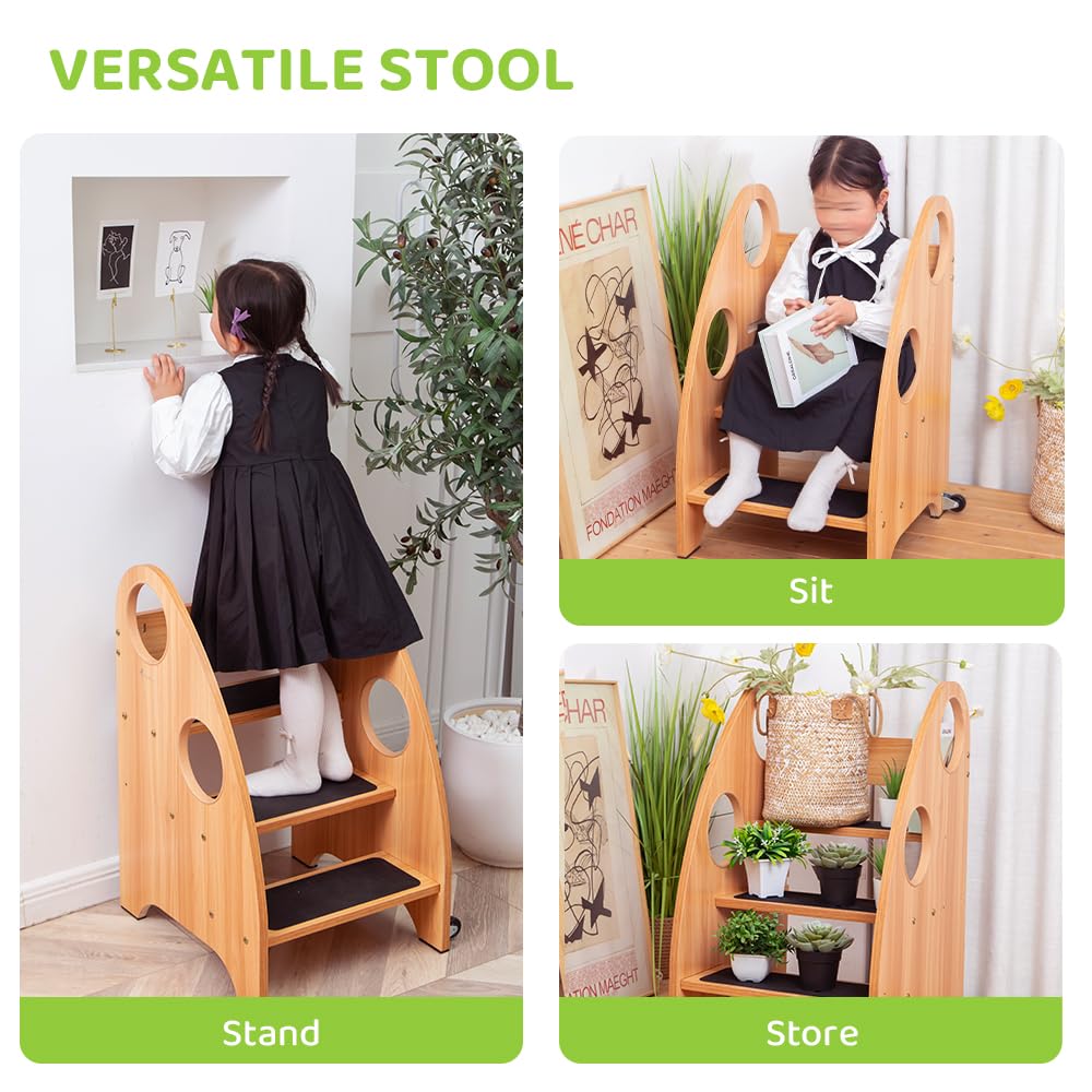 StrongTek Step Stool, Step Ladder with Wheels