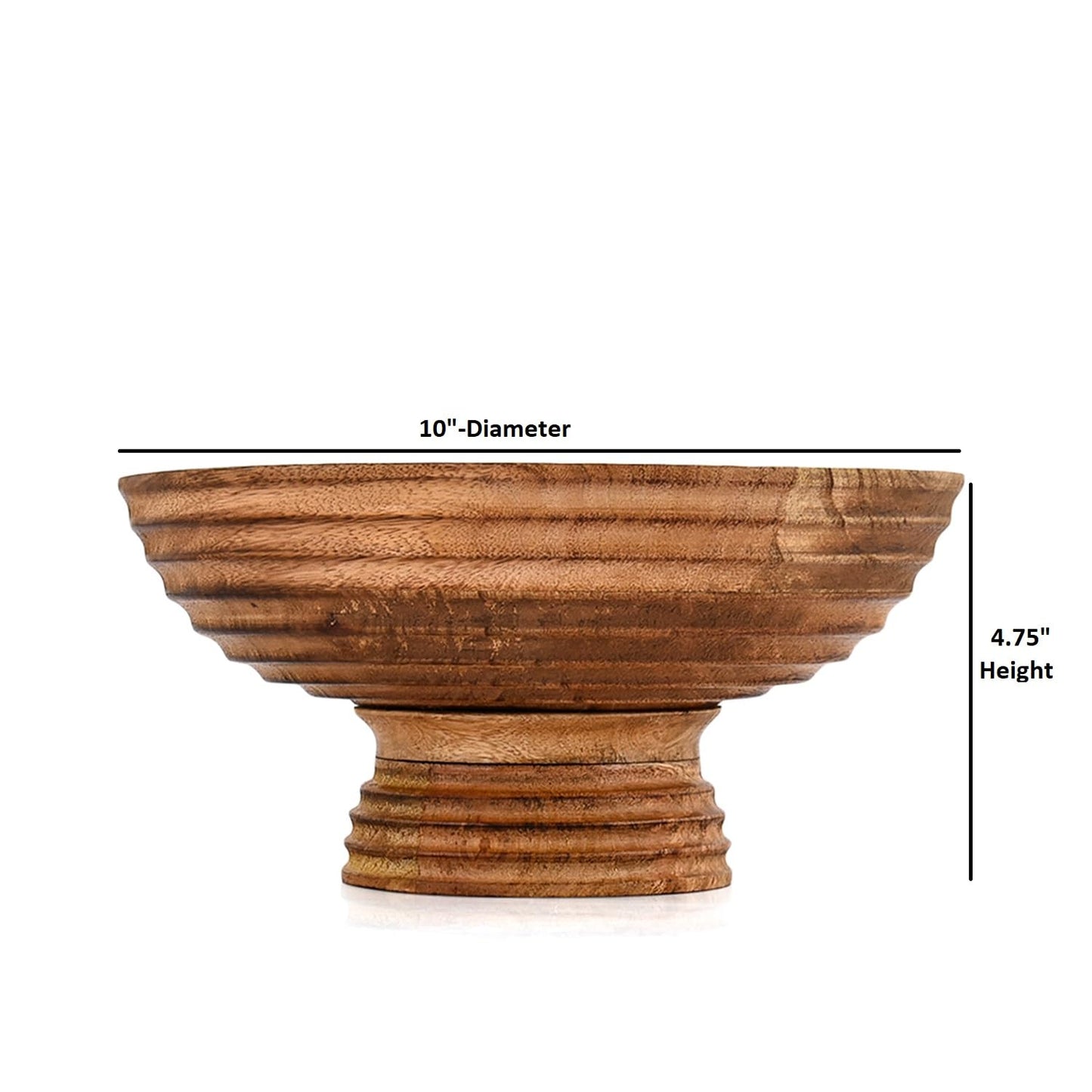 Mahasu Decorative Bowl Mango Wood Footed Bowl Round Shaped For Fruit,Dessert Platter Tray Centerpieces Home Party (10" X 10'' X 4.75")
