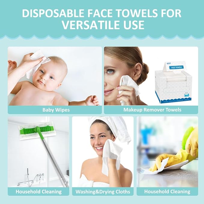 HOMEXCEL Face Towels, Disposable Face Towelette, Biodegradable Makeup Remover