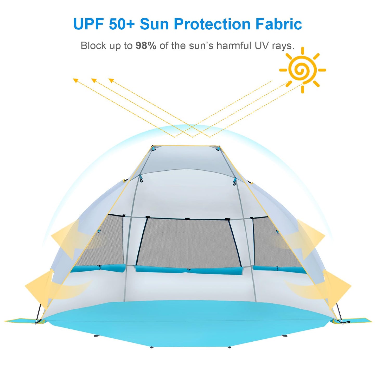 WolfWise Beach Tent Anti-UV Portable Sun Shade Shelter Blue
