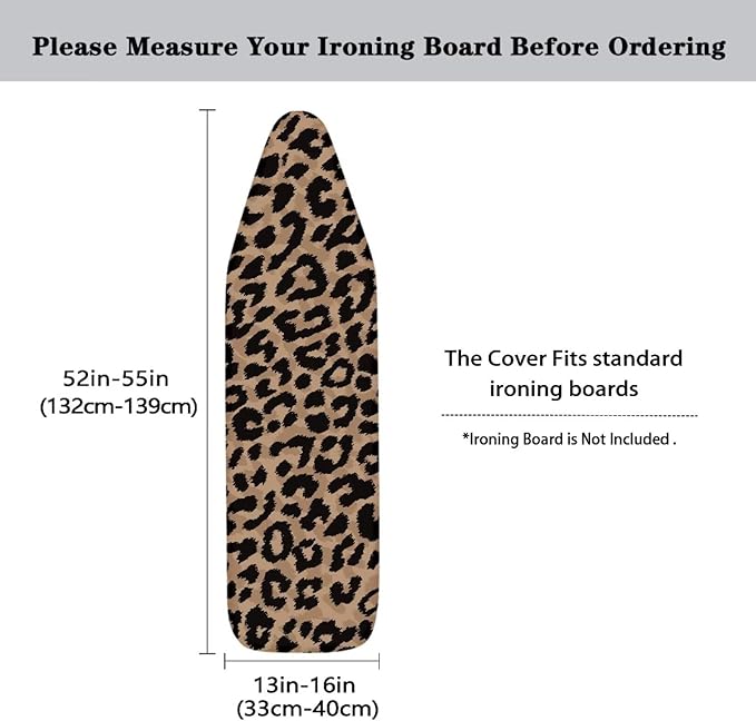 Brown Leopard Print Ironing Board Cover and Pad Soft Cover