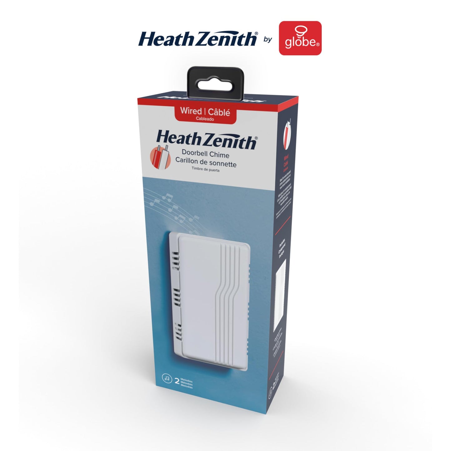 Heath Zenith Wired Mechanical Doorbell Chime, White, Plastic, Wired, 2 Tunes, Vertical, Horizontal, 80 dB, Button Not Included