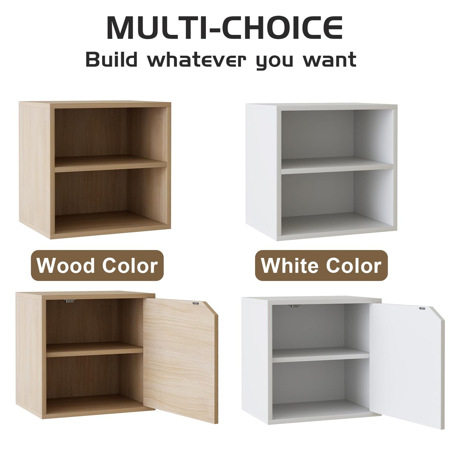 Garden 4 you Cube Storage Organizer Shelf, 2 Tiers Stackable Bookshelf, Wooden Display Bookcase with 2 Cube Storage, Small Storage Cabinet for Living Room Bedroom, Natural