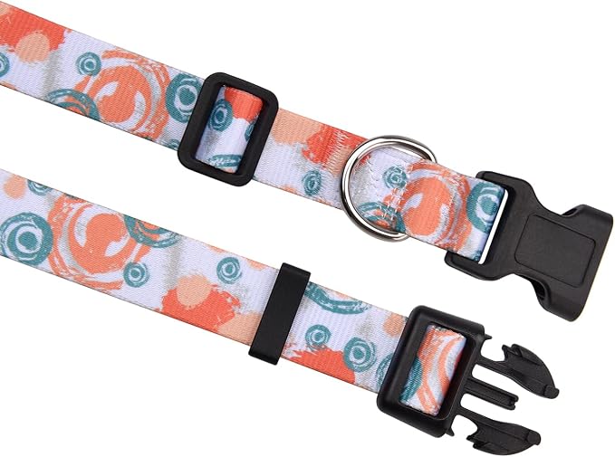 MarukoPet Dog Collar, Adjustable for Small Medium Large Dogs Puppy, Cute Design with Bohemia Floral Tribal Geometric Patterns Boys Girls Dog Collar(Orange Watercolor-XS)