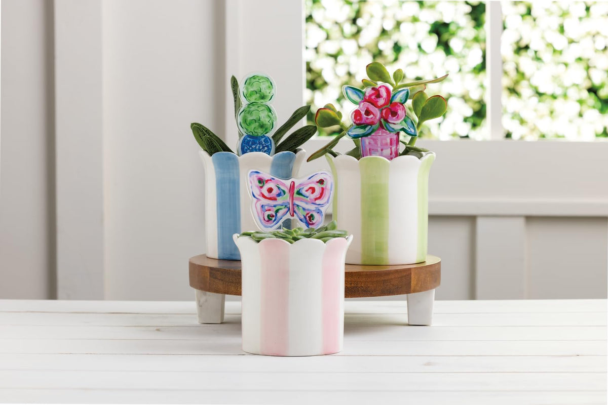 Mud Pie Ceramic Topiary Pot with Plant Stake