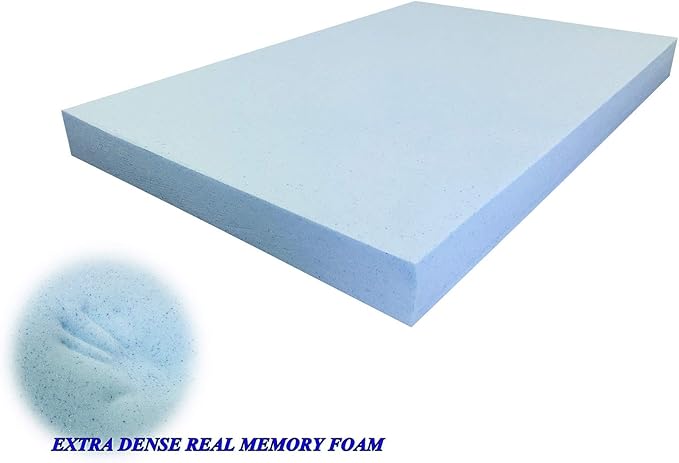 High Density Solid Blue Cooling Gel Infused Memory Foam Pad Dog Pet Bed + Internal Waterproof Cover (37x27x4 Inches)