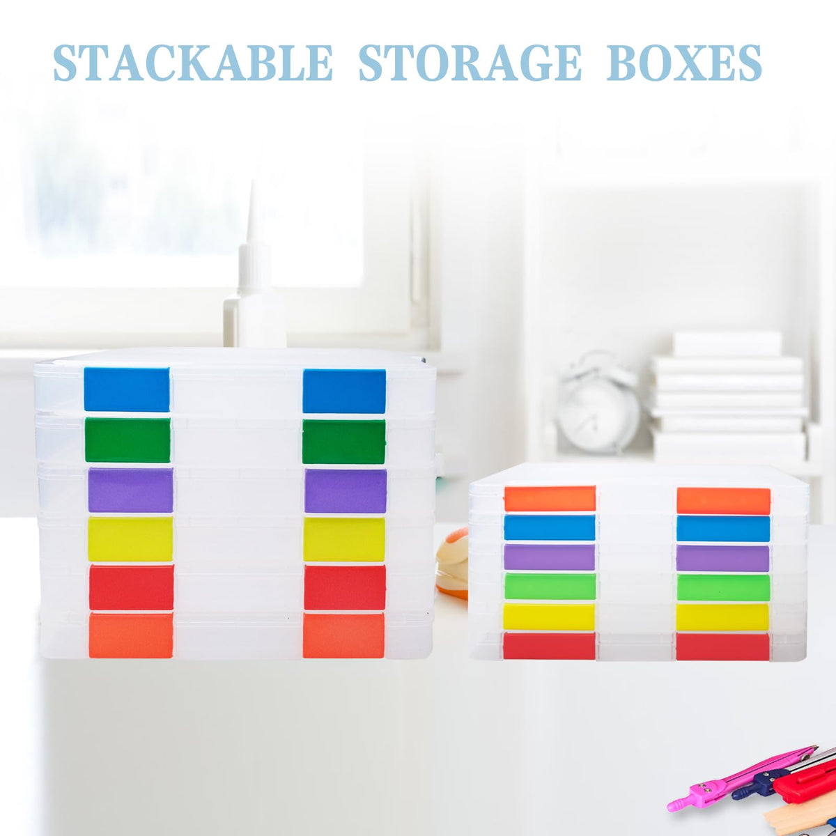 Olutacot 12 Pcs Clear A4 A5 File Box Document Plastic Storage Box with 48 Labels File Holder Organizer Paper Plastic Case Magazine Protector with Buckle Office School Supplies