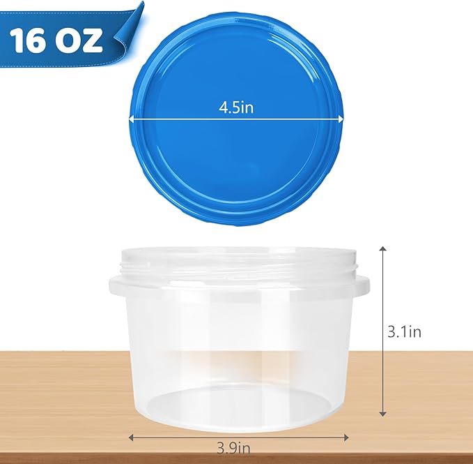 Freezer Containers with Twist Top Lids, Heavy Duty Round Airtight Food Storage
