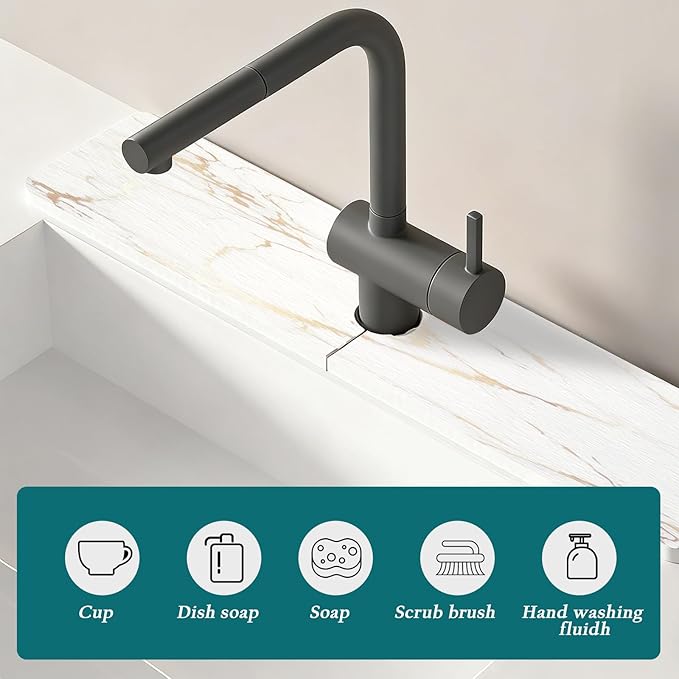Mrcrypos Stone Faucet Mat for Kitchen Sink, 15.7" Fast Drying Sink Splash Guard
