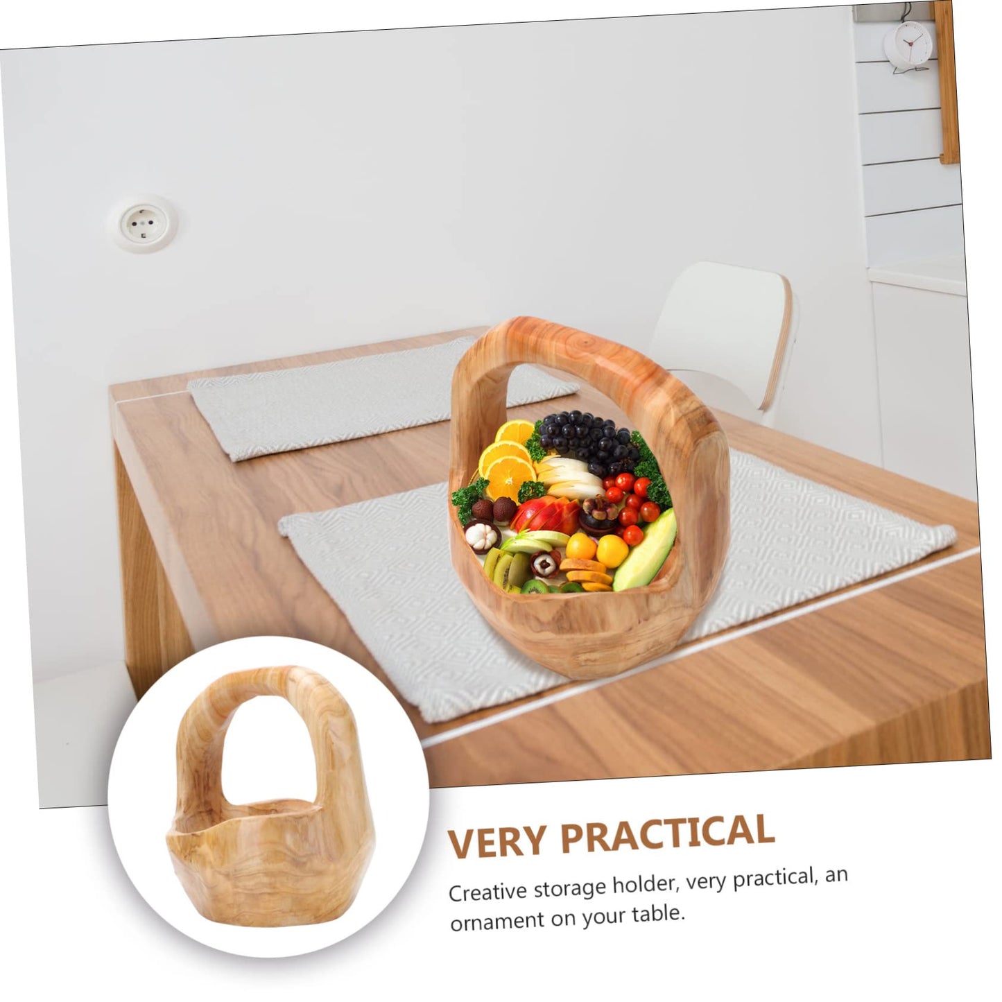 SOLUSTRE Wooden Fruit Basket Kitchen Serving Tray Decorative Bowl Appetizer Tray Creative Root Carving Bowl Snack Plate for Parties Style