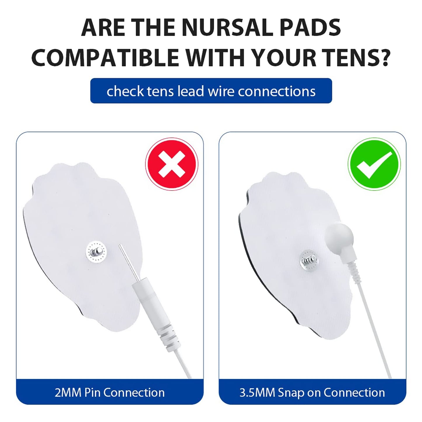 TENS/EMS Unit Replacement Pads NURSAL 20 Pack 3.5mm Snap Electrode Patches for Electrotherapy, Reusable Self-Adhesive Electrodes Pads, Compatible with Belifu, AVCOO, Neocarbon, MEDVICE TENS White