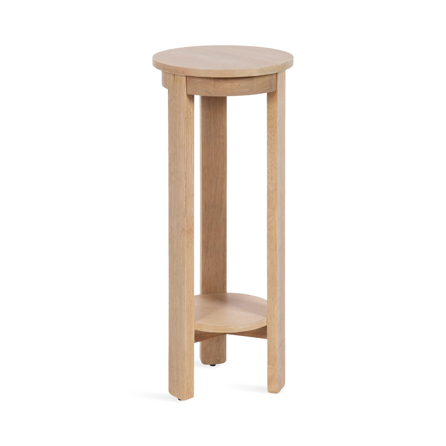Kate and Laurel Foxford Modern Tiered Round Drink Table, 12 x 12 x 30, Light Natural, Transitional Two-Tier Circle Plant Stand for Use as Living Room Pedestal Table or Small Bedroom Nightstand