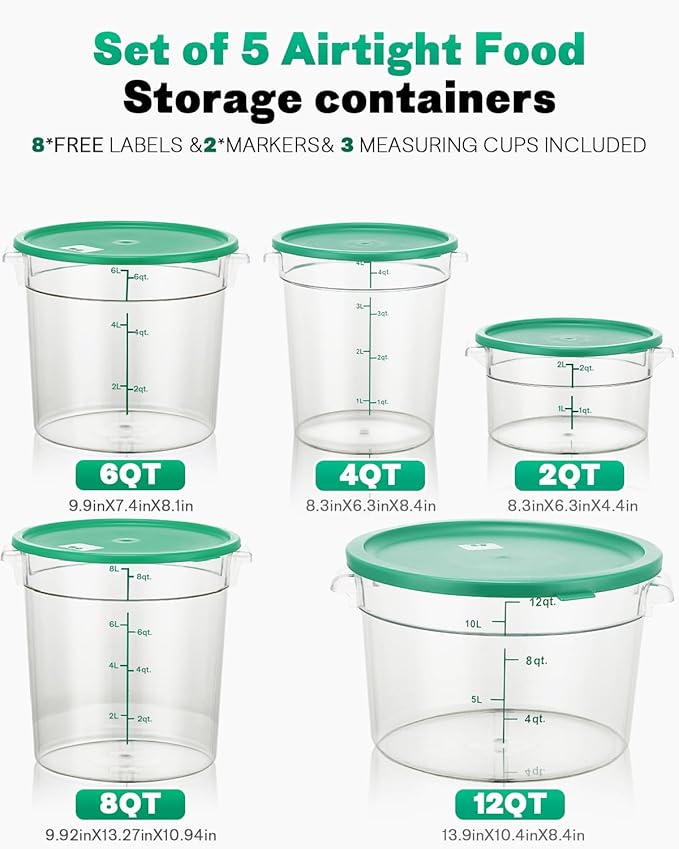 6QT NSF Round Food Storage Containers