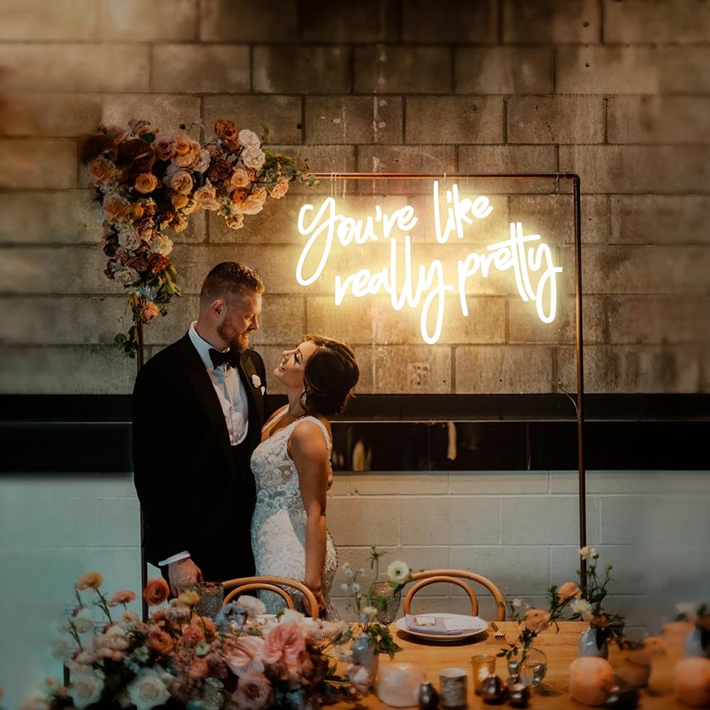 Hello Gorgeous Neon Sign Hello Beautiful Pink LED Neon Lights for Home Wedding Birthday Backdrop Bacelorette Party Wth Dimmable Switch(5V,16.5X10.6inches)