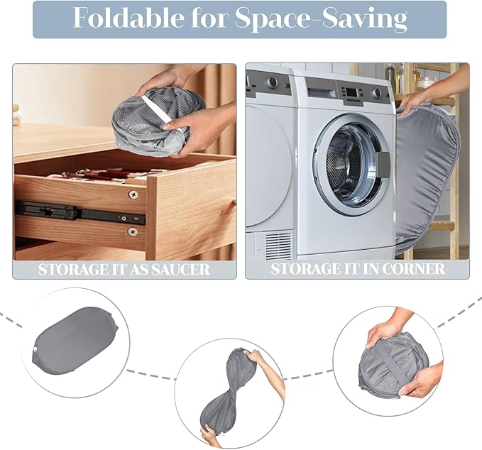 Durable Collapsible Laundry Baskets, Mesh Pop Up Laundry Hamper