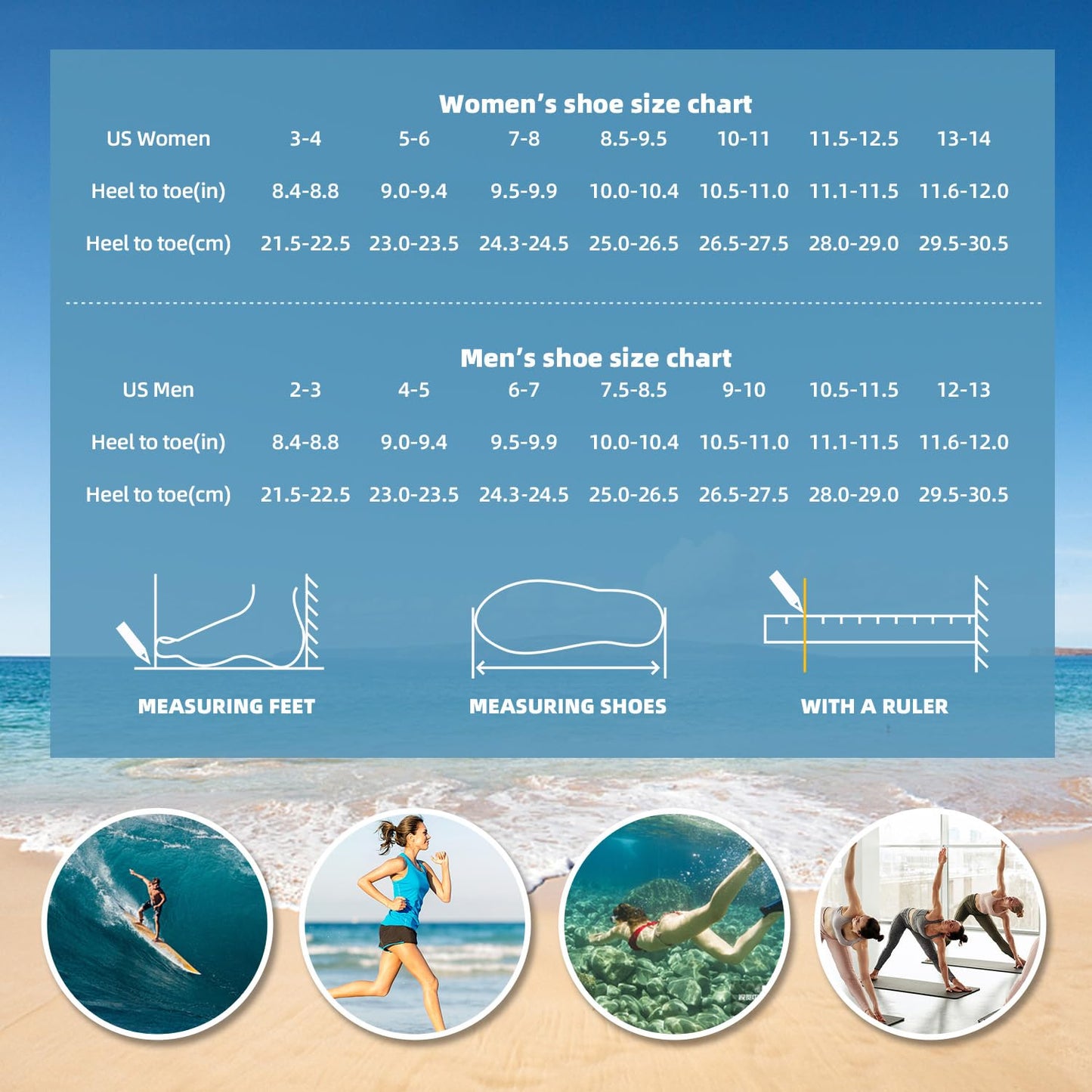Water Shoes for Women Men Vacation Essentials Travel Beach Fashion Wear Accessories Must Haves Beach Fashion Wear Kayak Necessities Trip Boat Fish Item Swim Socks Adult Youth Size 7-8 Women/6-7 Men