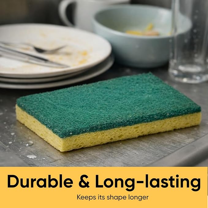 Kitchen Large Sponges for Washing Dishes, Non-Scratch Cellulose Dish Scrub Sponges, Cleaning Sponges for Household Use, Safe Cleaning Products, Kitchen Sponges Pack of 2, by Superio