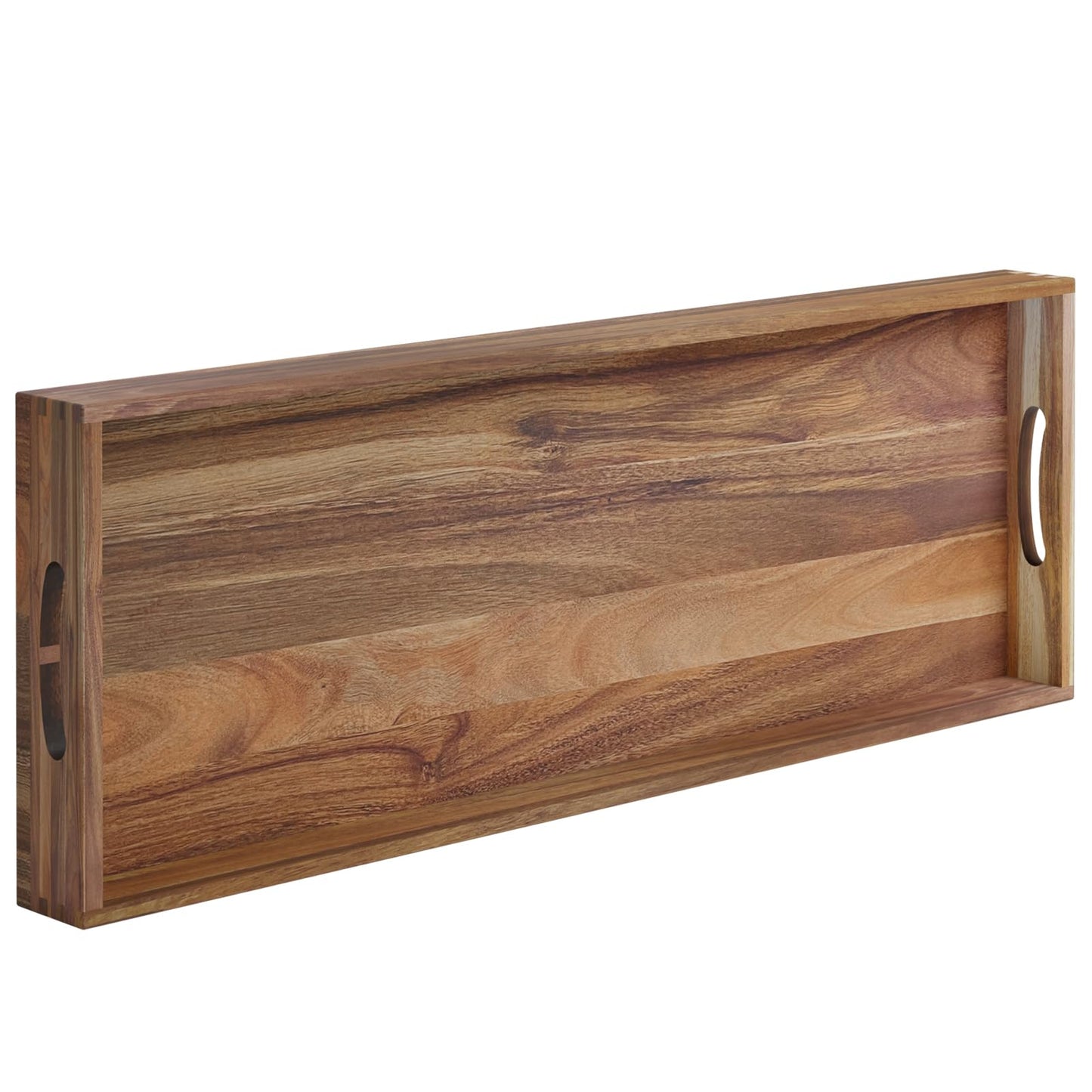 MAONAME Extra Large Acacia Wood Serving Board with Handles, 36 x 12 inches Wooden Ottoman Tray, Rectangular Charcuterie Platter for Meat, Cheese Board, Extra Long 3ft