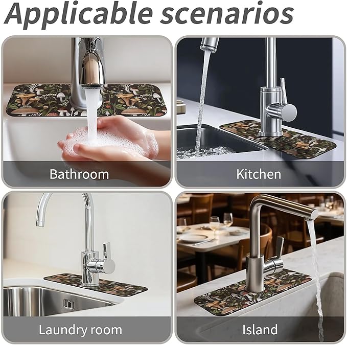 Kitchen Sink Splash Guard,Bobo mushrooms Faucet Mat Sink Gadgets-Super