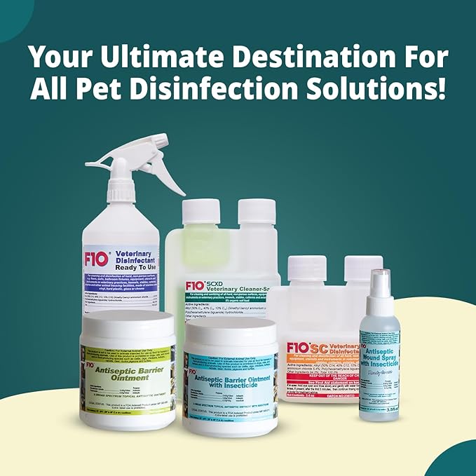 F10 SCXD Concentrated All Purpose Disinfectant Cleaner With Soap For Kennels, Litter Box, Cage, Terrariums, Habitats, Vet Practices - 100 ml (3.4oz)