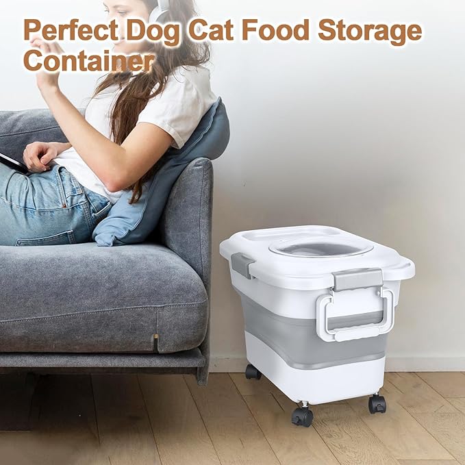 Dog Food Storage Container,10-25 lbs Airtight Collapsible Cat Food Storage