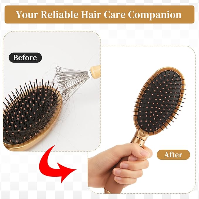 Boao 2 Pieces Hair Brush Cleaning Tool Comb Cleaner Brush Mini Comb Cleaning