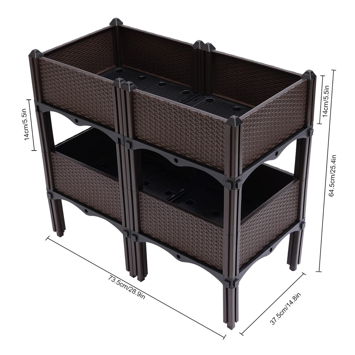 Raised Garden Bed Raised Elevated Garden Bed Planter Box Kit Vegetables Outdoor Plant Herbs, Self-Watering Plastic Planter for Indoor Outdoor Vegetables Fruits Potato Flowers All Weather