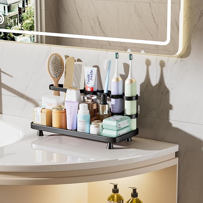 Electric Toothbrush Holder for Bathroom Countertop 5 Metal Slots Toothpaste