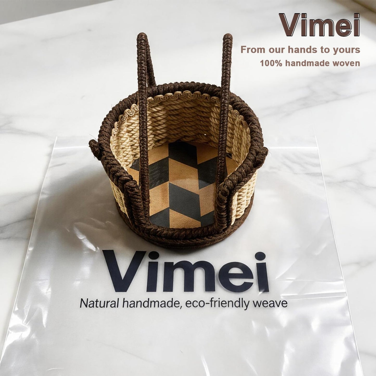 Vimei Handwoven Hemp Rope Phone Stand, Boho Desktop Holder