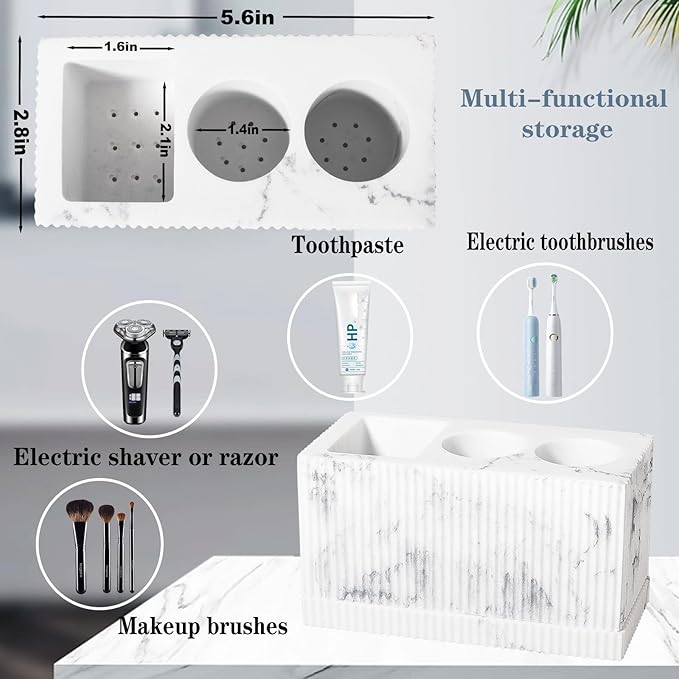 rejomiik Toothbrush Holders for Bathroom Countertop, 3 Slots Electric Tooth