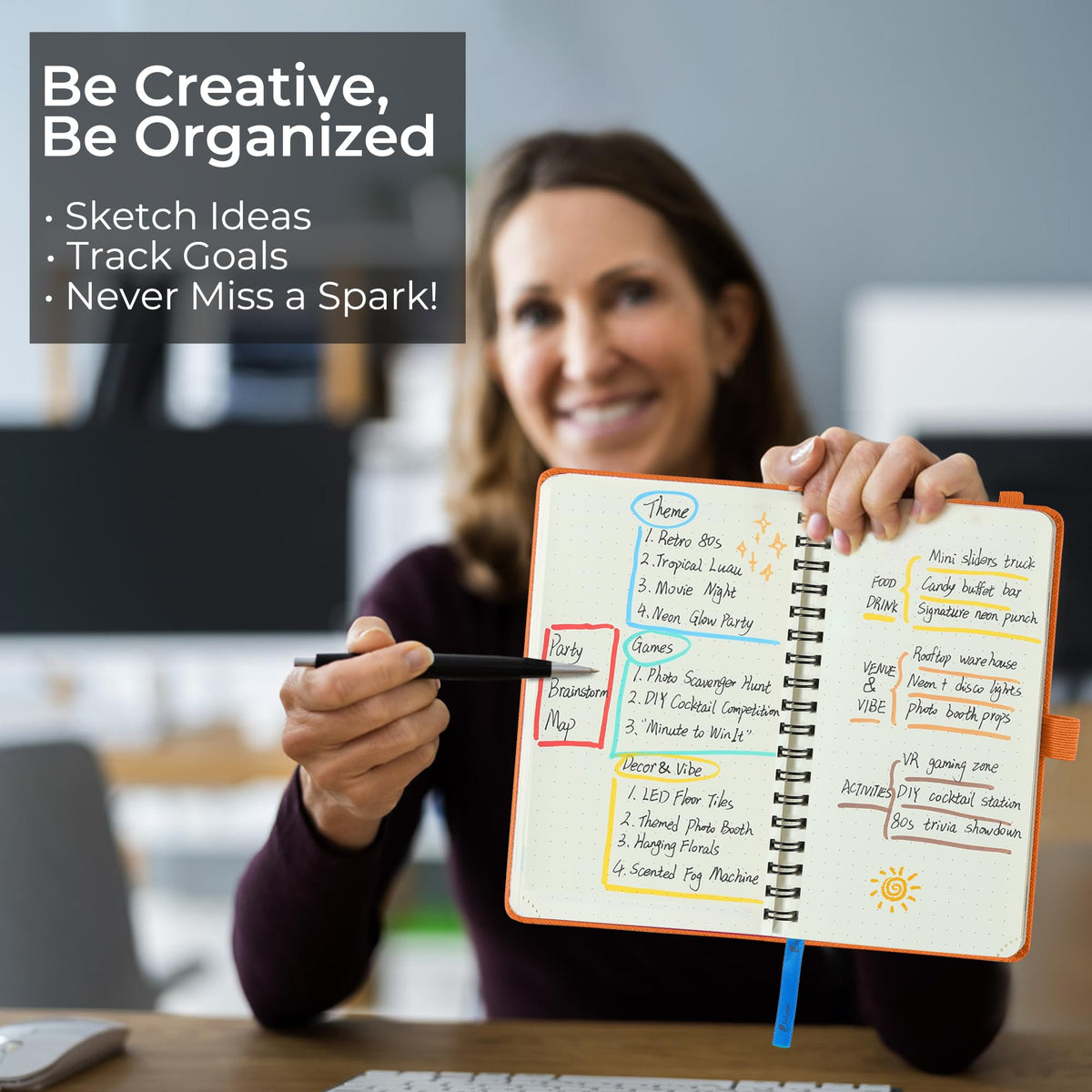 IN-LUXPRO Planner 2026-2027 Daily Weekly and Monthly,6.5"x3.75",18 Months Spiral Bound Calendar Agenda with Self-adhesive Pen Holder,2026 Academic Plan with Vegan Leather Soft Cover,Orange