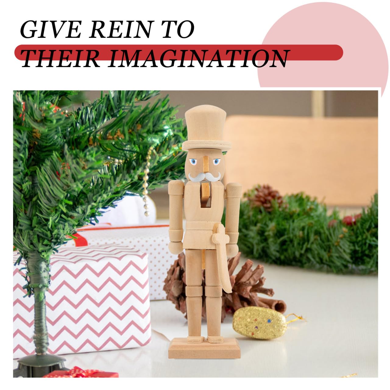 3Pcs Christmas Wooden Unfinished Nutcracker Figurines DIY Blank Unpainted Nutcracker Puppet Walnut Soldier Ornament Decoration, 7 Inch